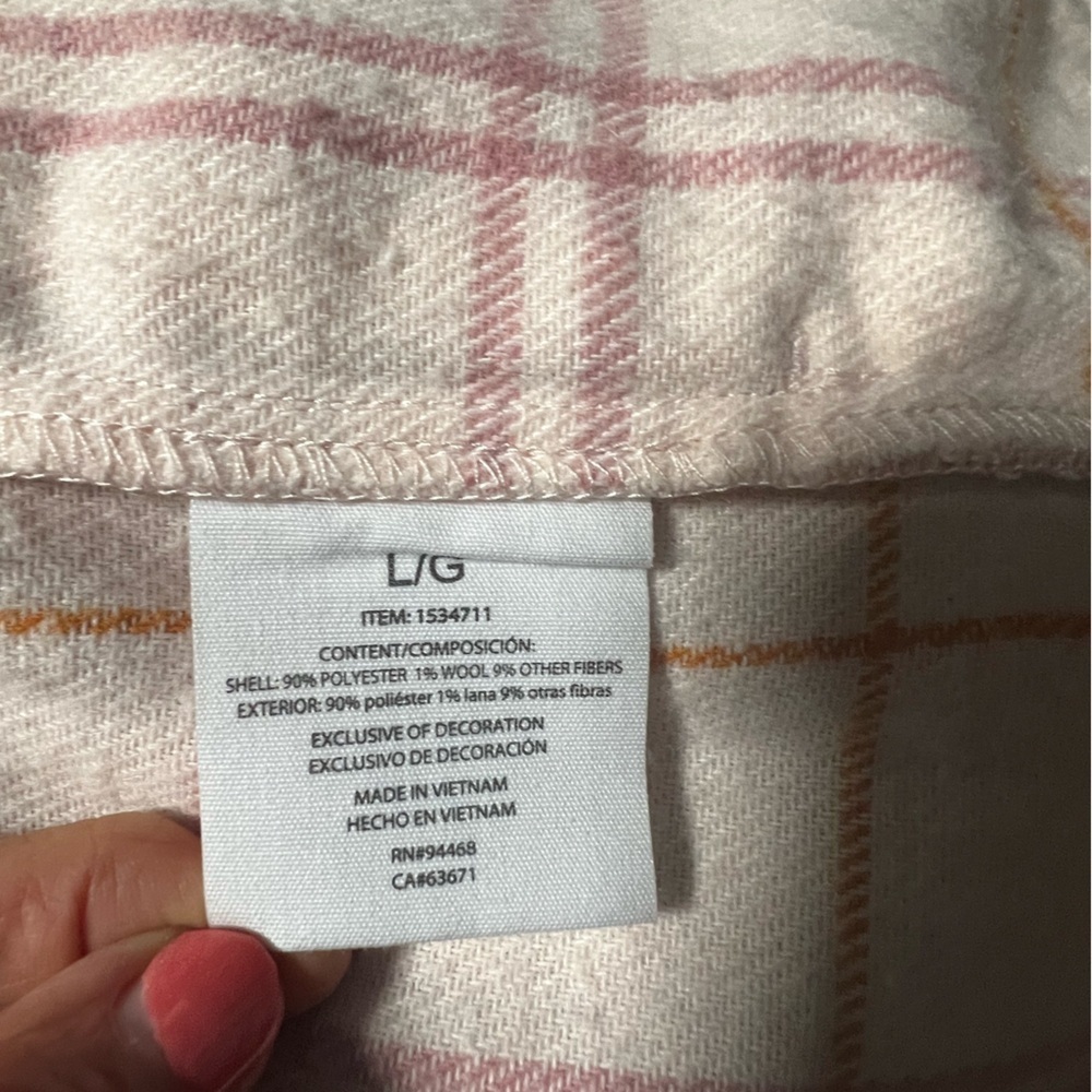 HFX Shacket Sz Large Double Breasted Snap Closure Hip Pockets Pink Flannel Sz L - Picture 7 of 7